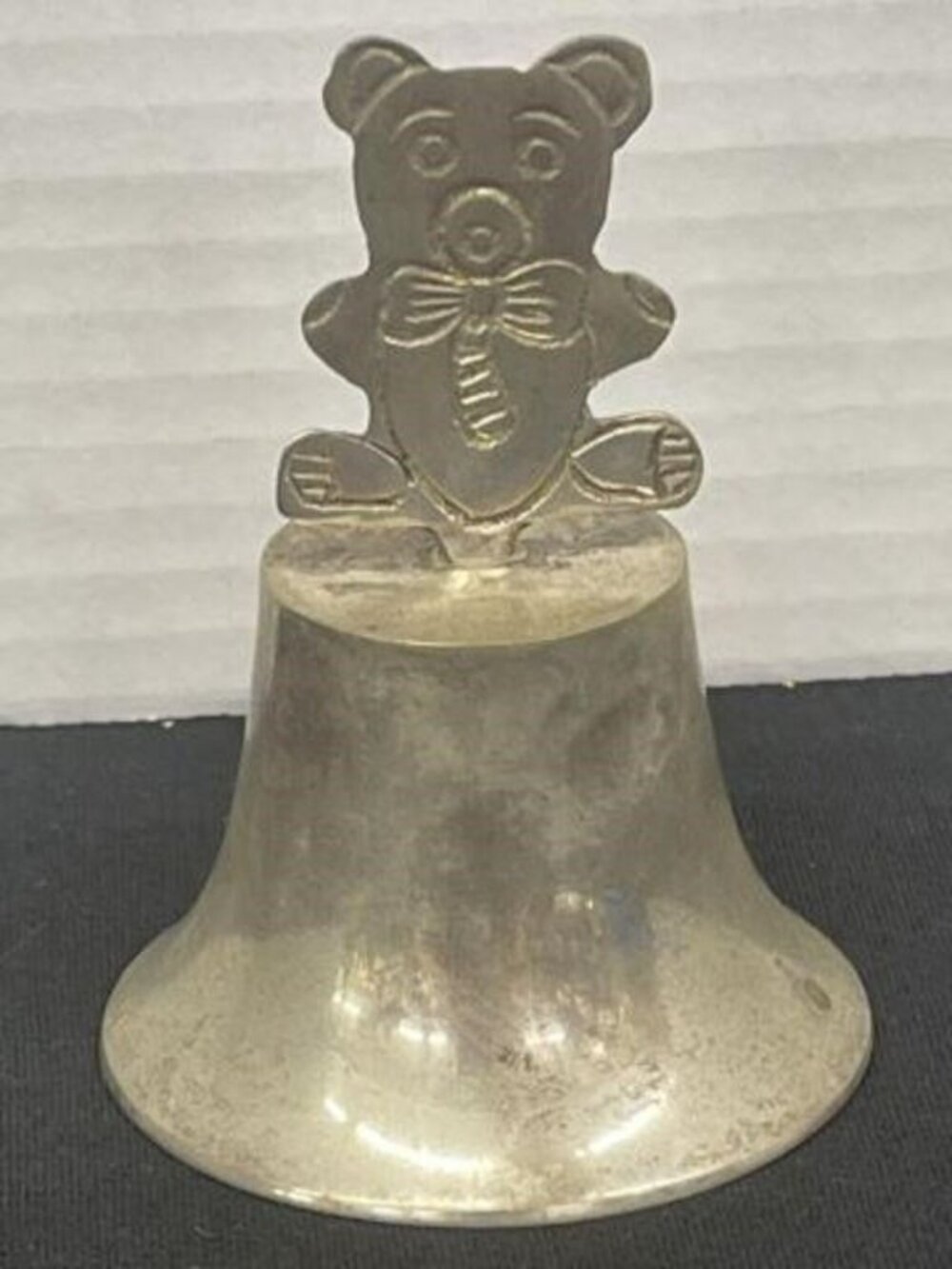 Vintage Ornate Teddy Bear Metal Bell Silverplate - Picture 2 of 7